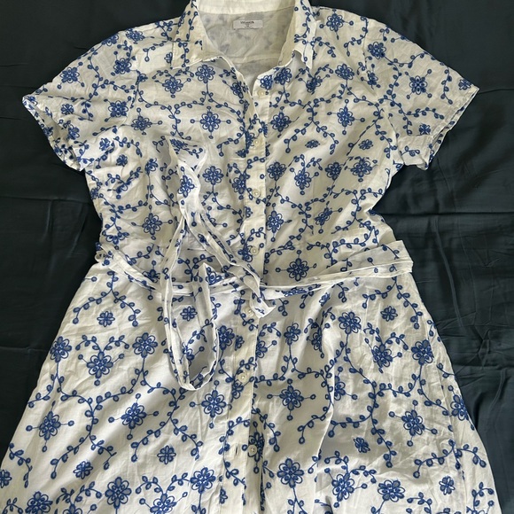 Floral Blue and White Women's Dress - Picture 1 of 7